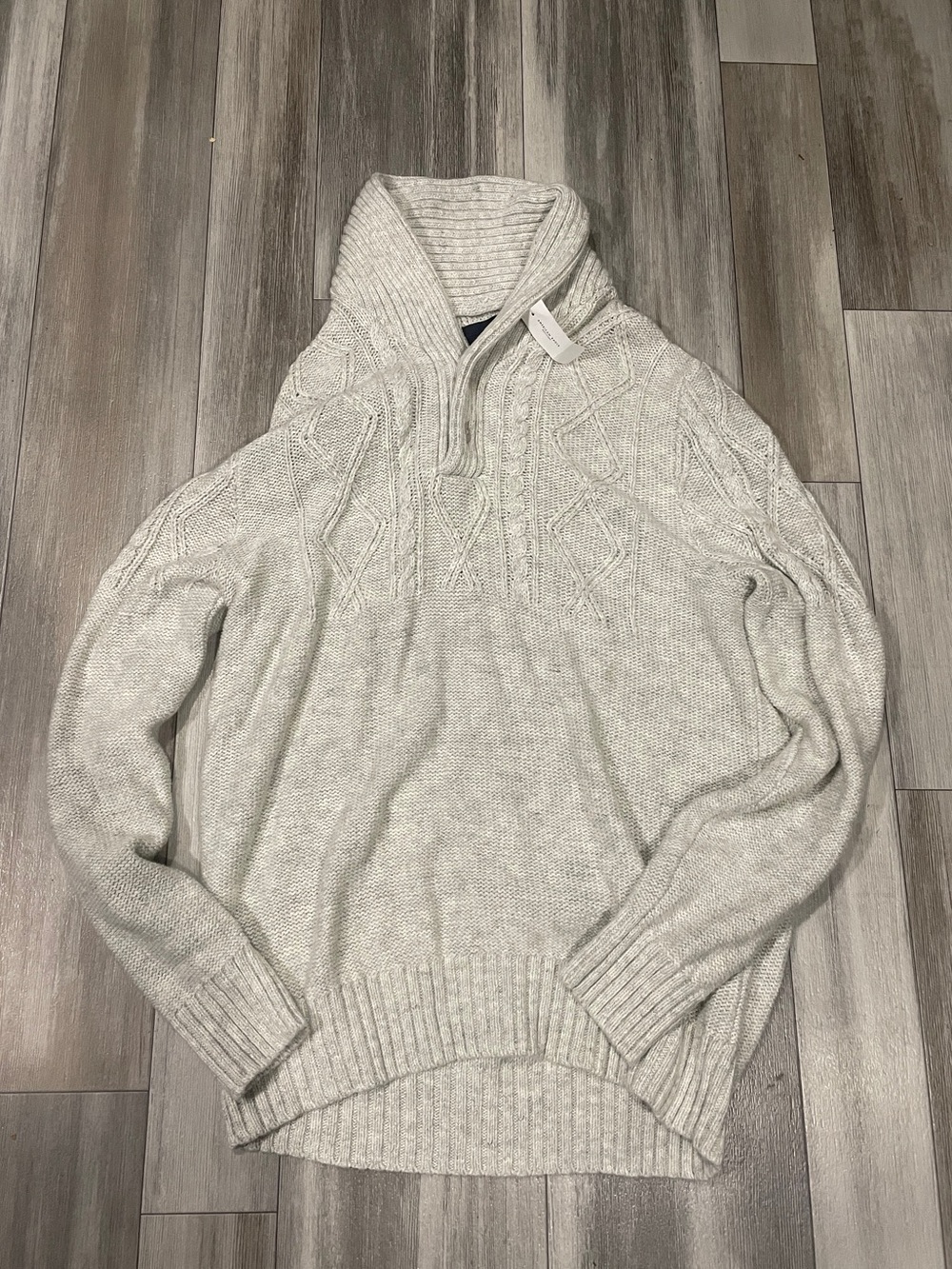 American Eagle Chunky Shawl Collar Cable Knit Gorpcore Sweater size Large